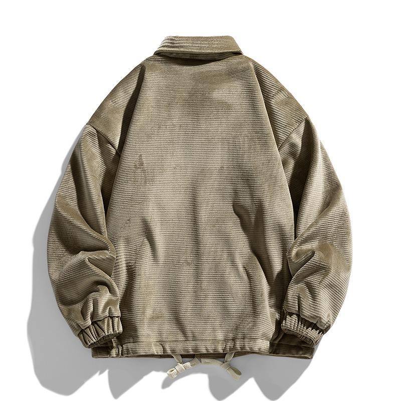 Autunno Inverno Abbigliamento da Lavoro Giacca di Velluto a Coste da Uomo Cappotto Elegante con Revers Maschile Casual Vintage Monopetto Cappotti Caldi Giacca