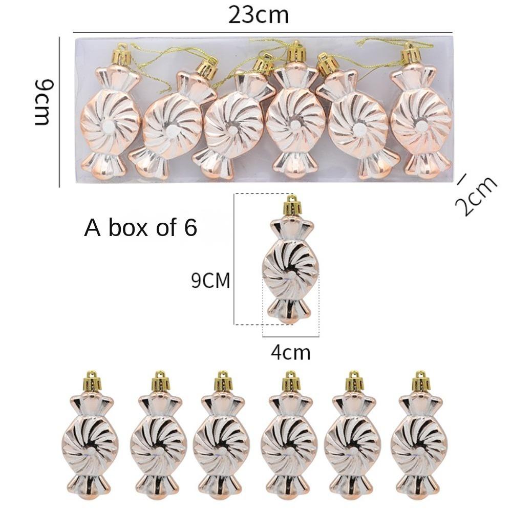 

6 шт./коробка Пластиковые подарочные коробки-подвески на Рождество Расписные Конфетные Рождественские украшения шампанского