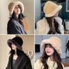 Soft Women Plus Velvet Casual Warm Panama Hat Sun Cap Bucket Hat Fisherman Cap