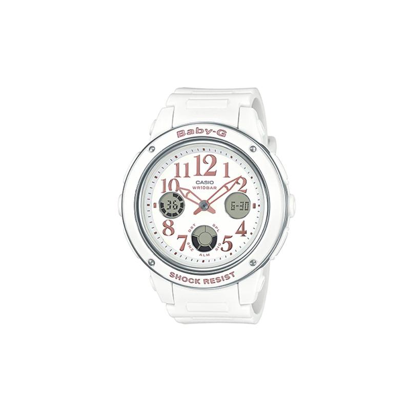 

Casio BABY-G series simple and fresh rose gold scale classic disc steel ring waterproof sports multi-function quartz movement Japanese BGA-150EF-7BDR белый