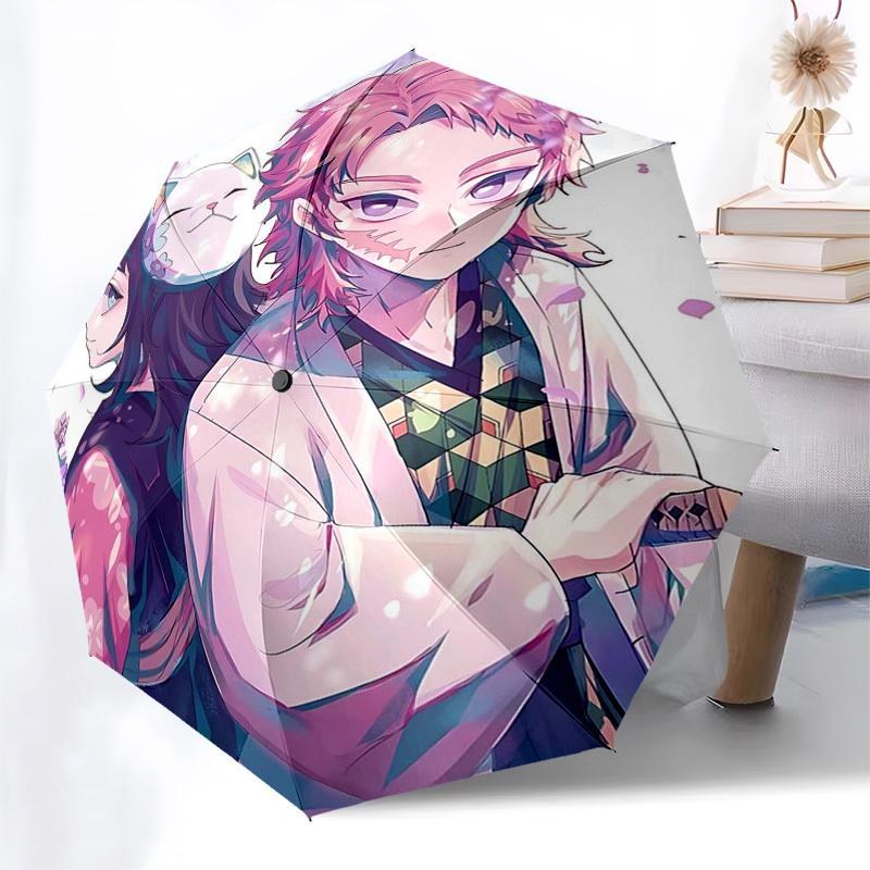 1pc Outdoor Umbrella with Demon Slayer Characters, Automatic Opening/Closing, Portable 3-Fold Design, 8-Bone Iron Frame - Perfect Gift for Fans,