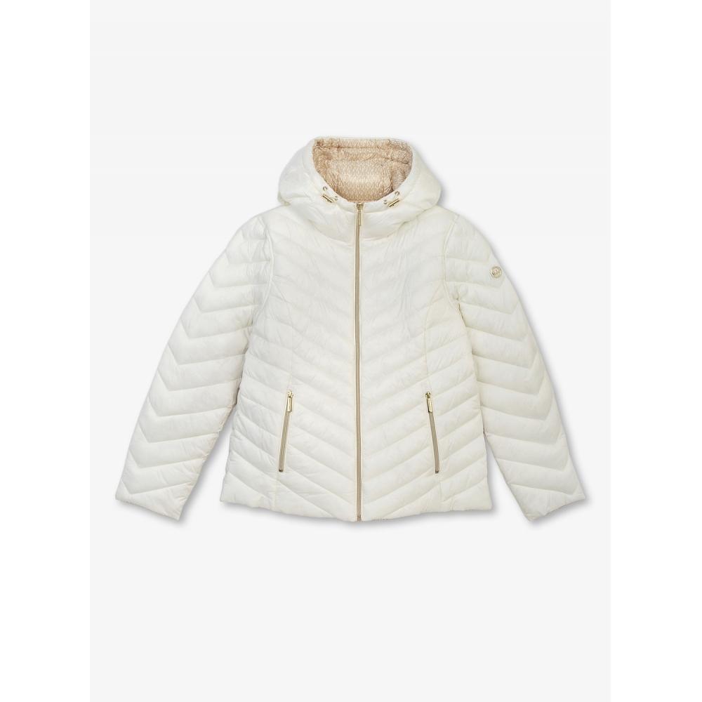 

Michael Kors Reversible Mk Logo Packable Jacket 77b6810m423298 Bone Solid Bone Sig XS
