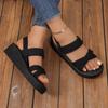 Sandalias romanas blancas y negras para mujer con suela gruesa y diseño de cuerda de cáñamo sintética, perfectas para el verano.