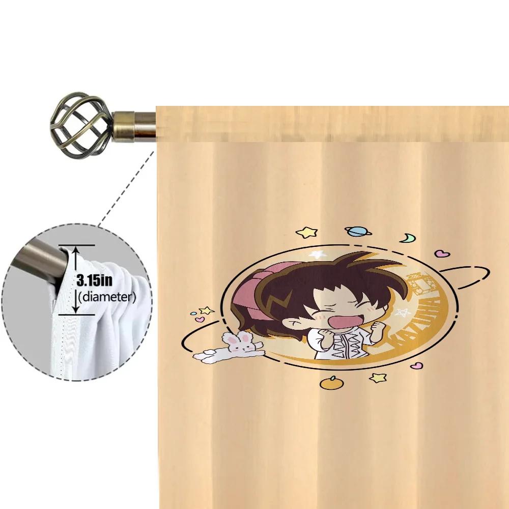 Set Of 2 Window Kitchen Curtains Living Room Door Curtain Detective Conan Bedroom Decoration Partition Blackout Polyester Ideal For