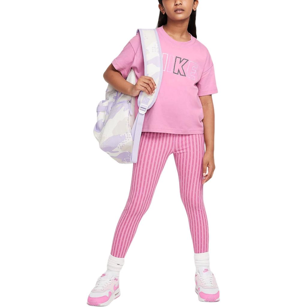Nike Sportswear Essentials Soft Comfortable Casual Short Sleeve T-Shirt Flamingo Pink Kids Tops FZ5561-646