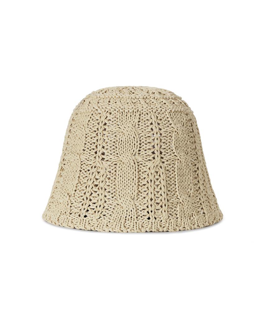 Bajal Vz Label Cable Knit Bucket Hat Beige