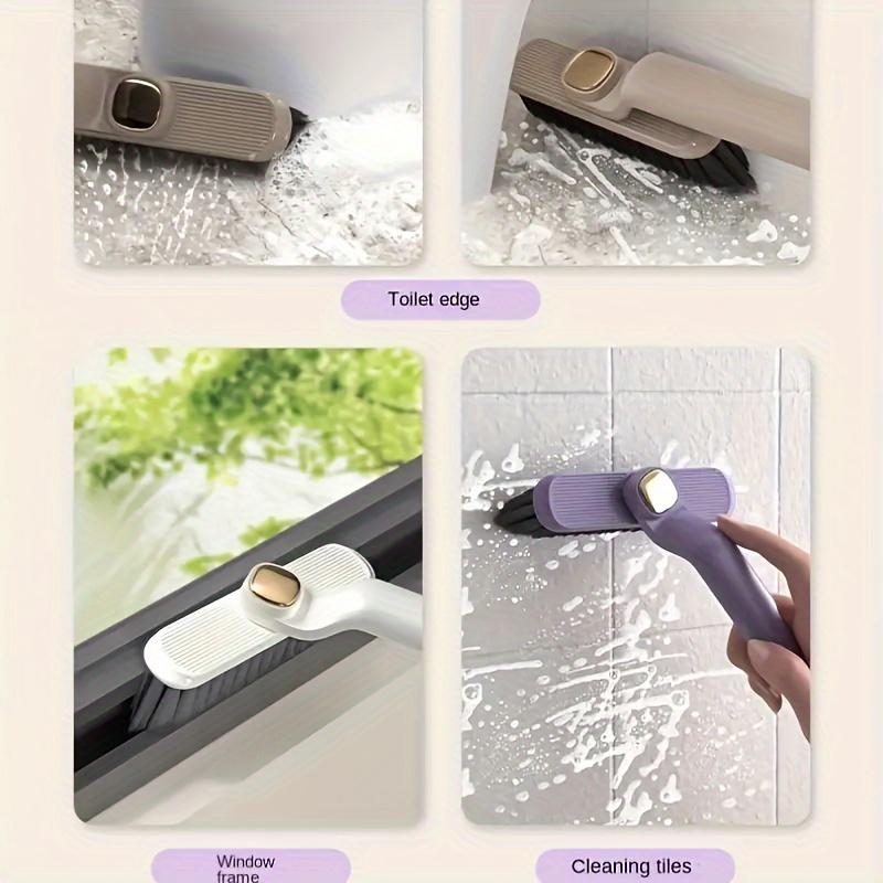 1Pc 360-Degree Rotating Crevice Cleaning Brush with Tweezers for Bathroom Tile Grout, Kitchen Countertop Cleaner Tool , Wall and Tile Baseboard Brush