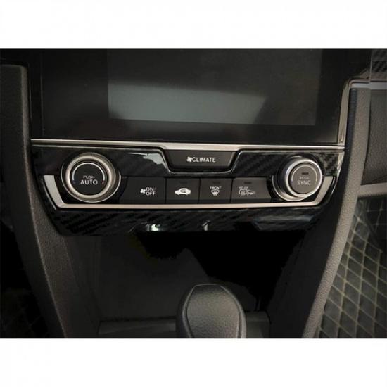Carbon Fiber Look Center Console A/C Switch Cover Trim For Honda Civic 2016-