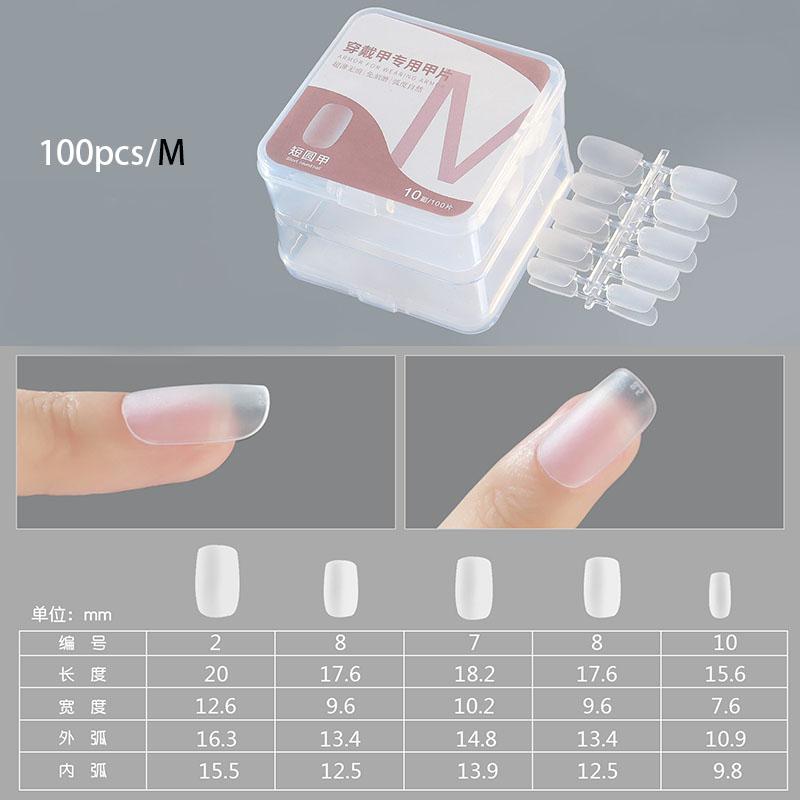 1Box/100pcs Matte Fake Nails NO Polishing Press On False Nails Medium Short Design High Matt Soft Gel Nail Tips for Extension