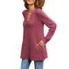 Women' Casual Solid Color V-neck Loose Long-sleeved Top