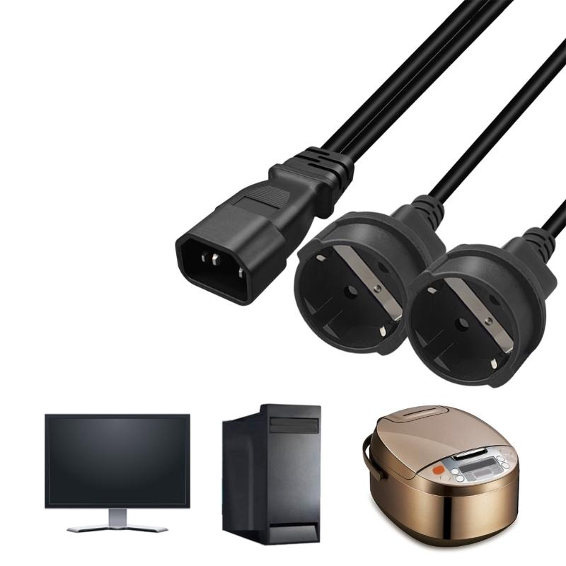 Power Adapter Cord With C14 To European Standard 4.0MM Socket, 10A 1 To 2 Adapter