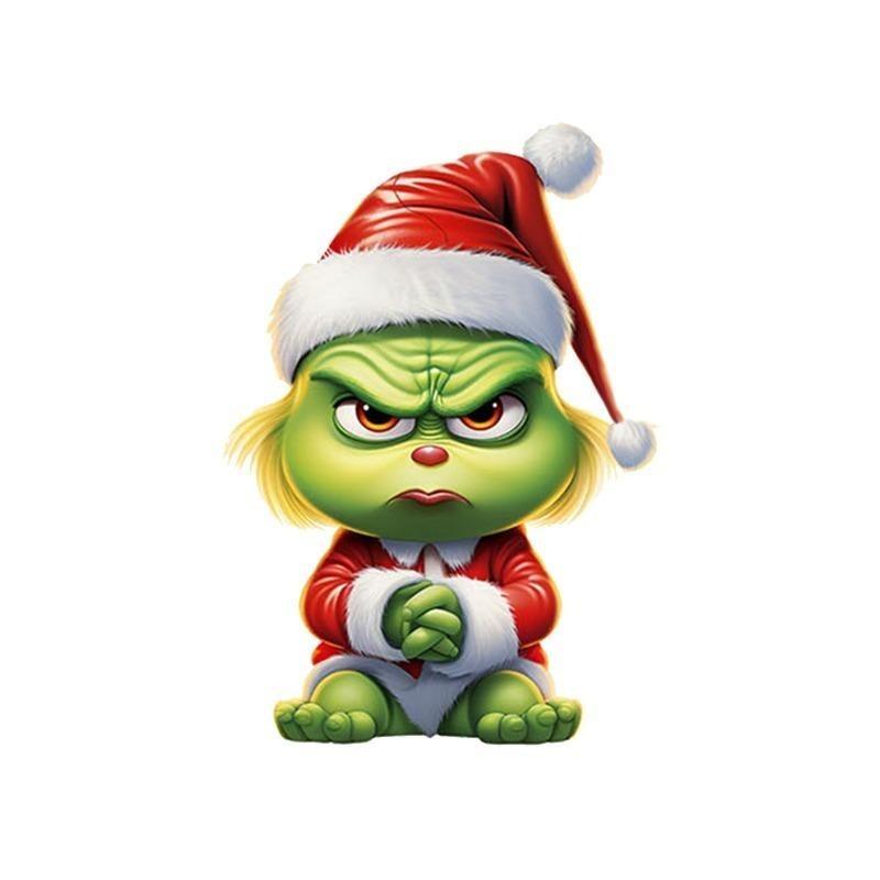 Acrylic Flat 2D Christmas Tree Pendant, Mirror Green Hair Monster - for Holiday Decorations, Halloween, Thanksgiving Flat Christmas Tree Pendant