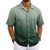Men's Summer Basic Cuban Collar Shirt Short Sleeve Button Down Casual Lightweight Breathable Fabric Shirt for Everyday Wear