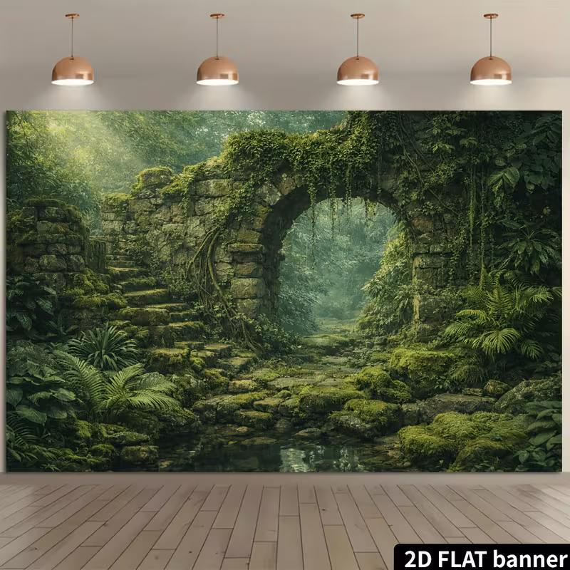 2D Jungle Ruin Backdrop for Fantasy, Adventure and Nature Themed Photography