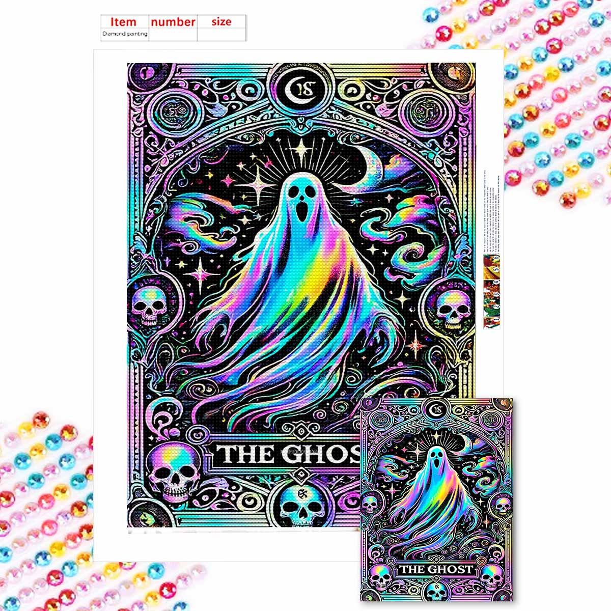 

Полная круглая алмазная живопись Искусство призраков Стразовая картина Мозаика Сделай сам 5D Вышивка крестом Домашнее украшение Round 20x30cm