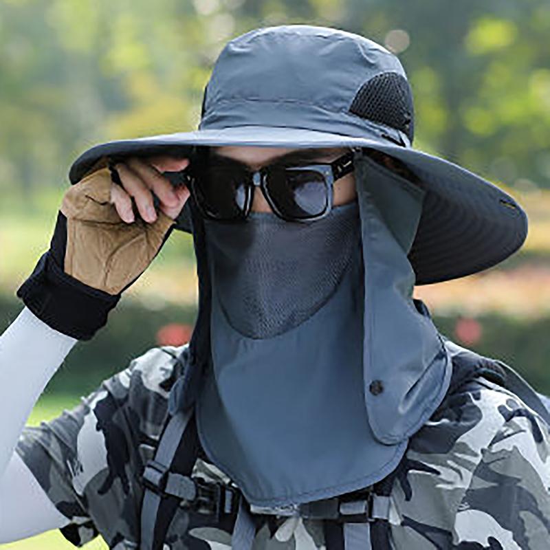 Omni Directional Brim Face Shield Neck Protection Sun Hat Big Brim Outdoor Youth Mountaineering Fishing Hat Ultraviolet Proof