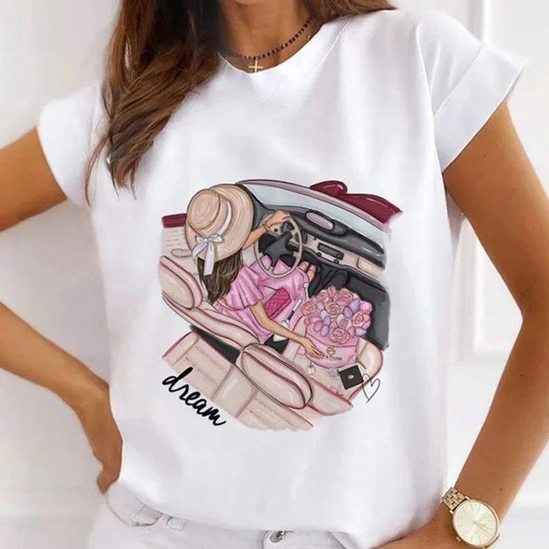 Women's New Fashion City Girl Half Sleeve Basic Cute Clothes T-shirt Graphic T Shirts Y2k Tops Harajuku Vintage Tee