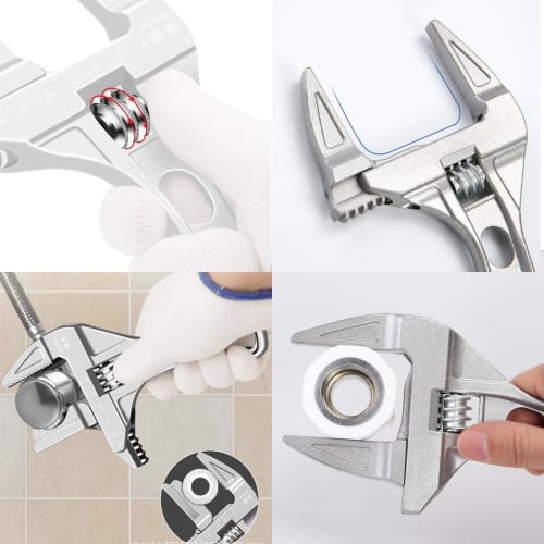 Wide Adjustable Wrench, Vertical Type, Faucet Wrench, Large Opening, Top Wide Adjustable Wrench, Adjustable Range (6-68mm), Slim and Lightweight, for