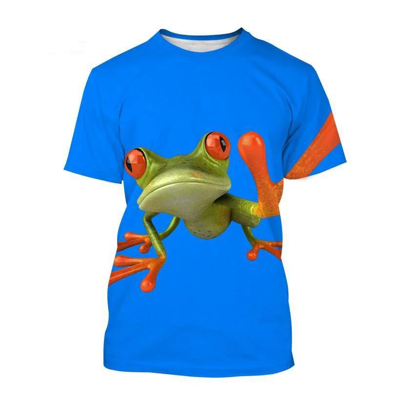 Nouveauté Animal grenouille hommes t-shirts drôles vêtements amples à manches courtes mode surdimensionné imprimé t-shirt à col rond