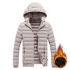Lightweight Ribs and Cotton Jacket for Men's Winter Simple Solid Color Removable Hat Thickened Hooded Jacket