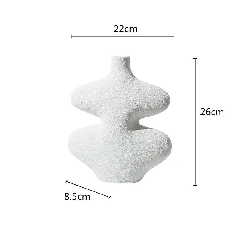 Bílá keramická váza Geometrický tvar Tykev Černobílé řemesla Aranžování květin Domácí dekorace Doplňky Vázy Květináče