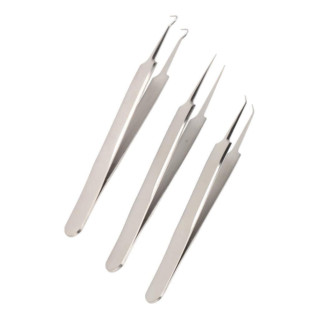 3pcs Blackhead Tweezers Extractor Beauty Salon Stainless Steel Pimples Whiteheads Comedones Remover Tool