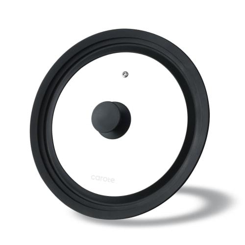 CAROTE Pot Lid, Frying Pan Cover for 24cm, 26cm, and 28cm Pans, Silicone and Glass Lid, Heat Resistant Up To 240C, Stylish and Cute, Space-saving, Di