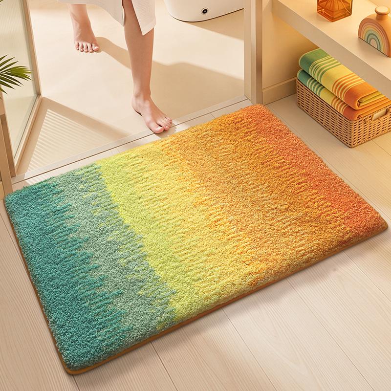 Thickened Absorbent Bathroom Mat Non Slip Shower Floor Rug Soft Plush Toilet Foot Pad for Home Washroom Restroom Decor Carpet