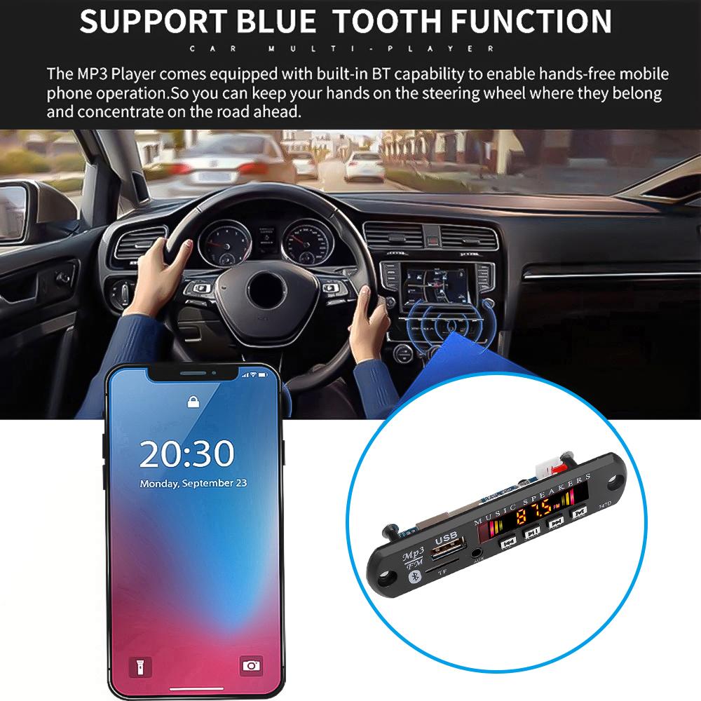 Farbbildschirm 12 V MP3 WMA Audiomodul-Decoderplatine USB TF-Radio Bluetooth 5.0 Drahtloser Musik-Auto-MP3-Player mit Fernbedienung