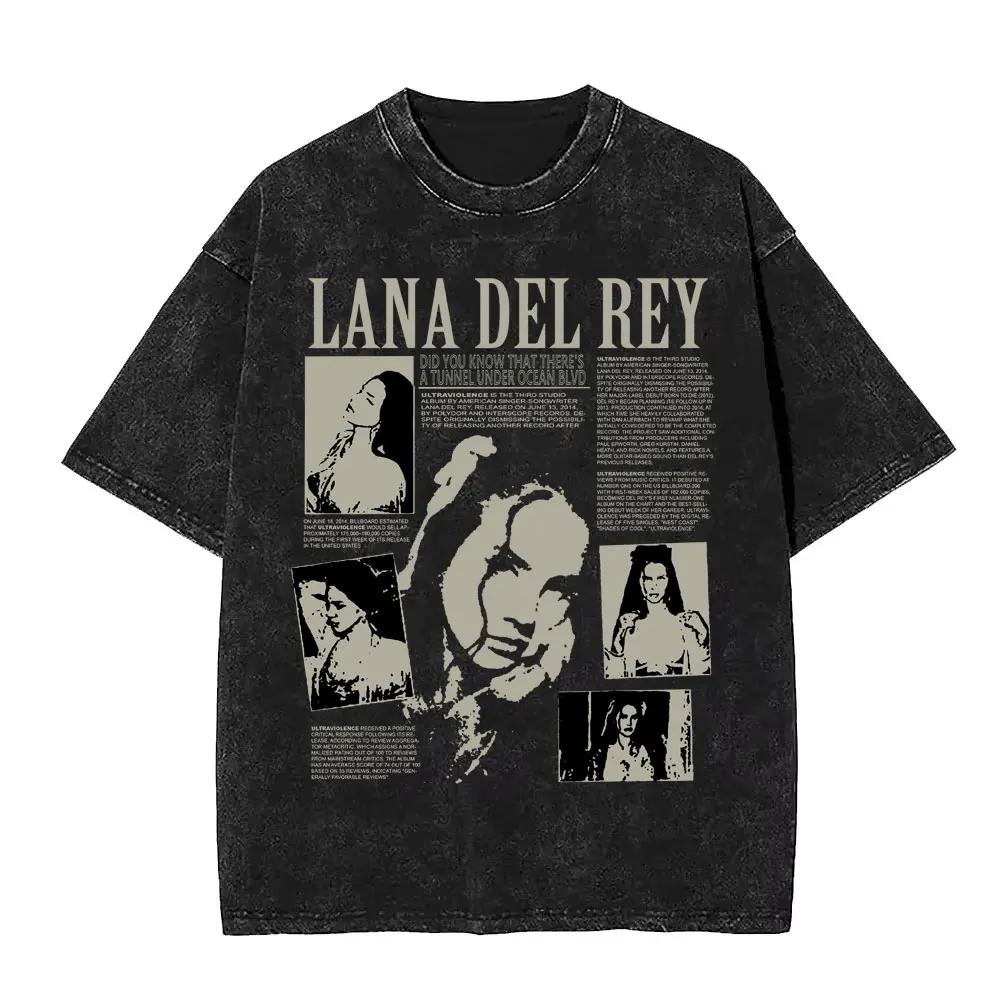 

Vintage Washed Lana Del Rey UK and Ireland Tour T Shirt Men Women Fashion Pop Music Tshirts Summer Cotton Short Sleeve Tee S