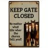 VIGGO Funny Horse Warning Sign Metal Wall Art 12x8 Inch Farm Decor Rustic Barn Gate Fence Sign Gift