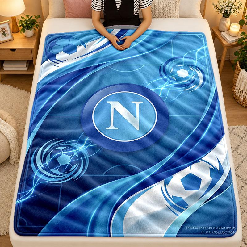 Koc Flanelowy Napoli FC Ciepły Miękki Koc Rzutowy do Użytku Wewnętrznego Sofa Łóżko Salon