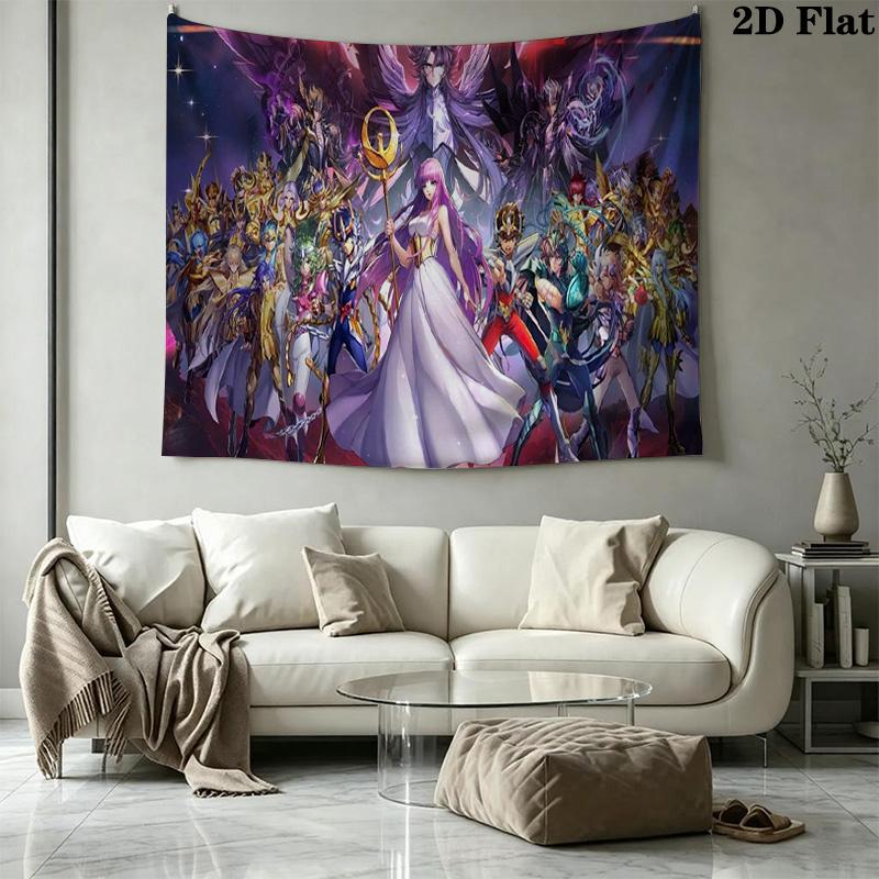 Anime Saint Seiya Wall Tapestry Aesthetic Wall Hanging Printed Fabric Blanket Decorative Tapestries for Bedroom Living Room Home Decor
