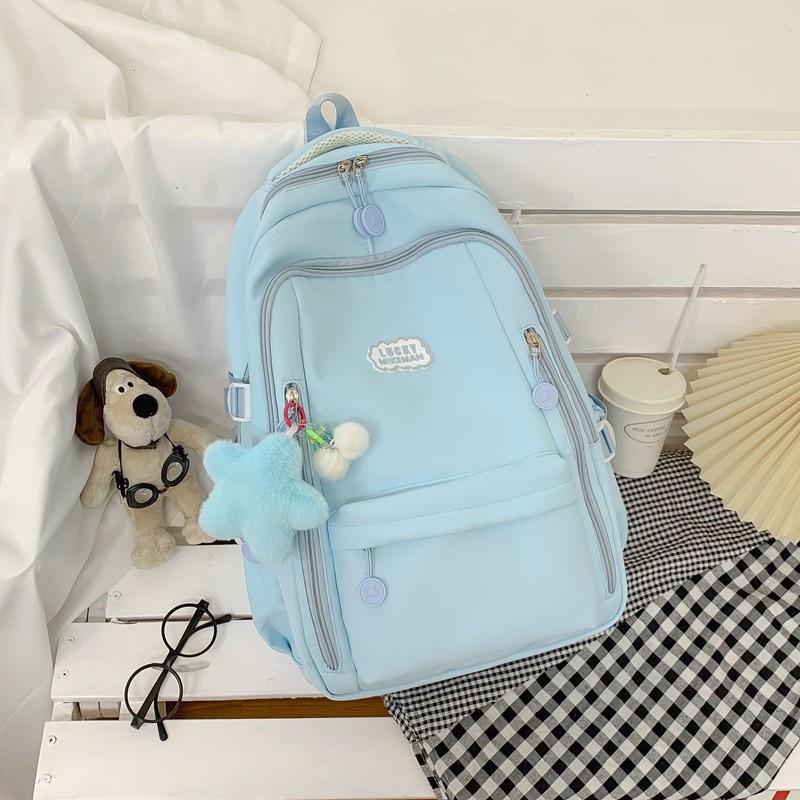 Schoolbag1011 Casual Backpack Male Female Junior High School Backpack College Student Simple School Bag Outdoor Travel Commuter Women's Bag