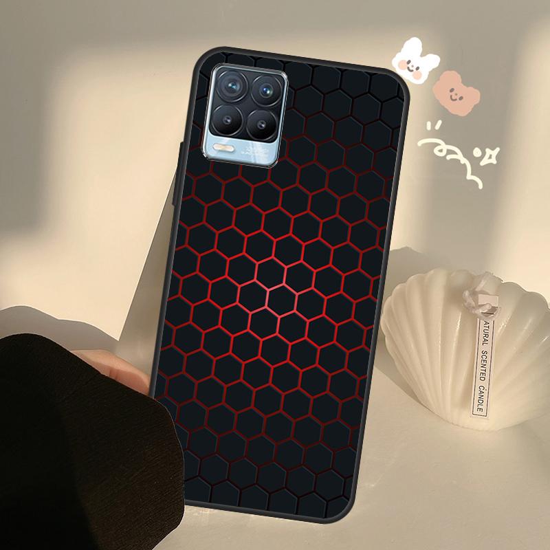 3D Hexagonal Lights Case For Realme C55 C63 C61 C51 C53 C25 C65 C67 C71 C75 11 12 13 14 Pro Plus GT6 GT7 15 Pro