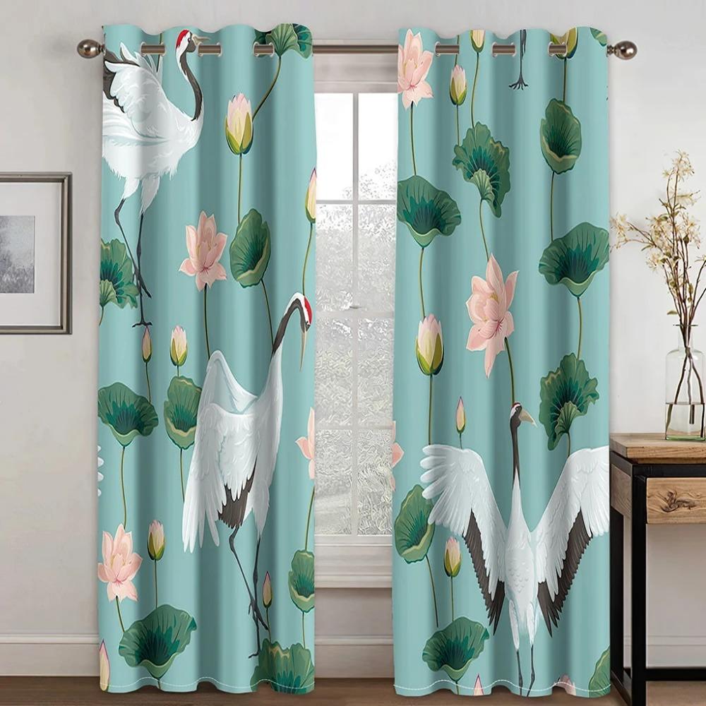 Japanisch Schöner Kran Sonne Welle Berg Wolke Hochverdunkelungsvorhang Schlafzimmer Wohnzimmer Hotel Fenstervorhang 2 Paneele Verdunkelung