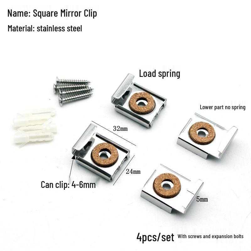 Square Mirror Holder Clip for Bathroom – Fixing Accessory Hardware