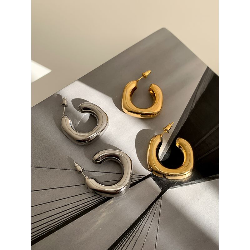 Cool Style Special-Interest Design Glossy Metal Fashionable Silver Needle Gold