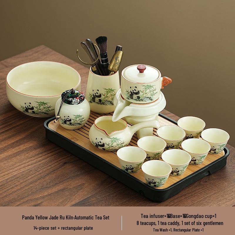 Panda Ru Kiln Kung Fu Tea Set: 2024 Gaiwan & Teapot, Ideal for Home or Gift