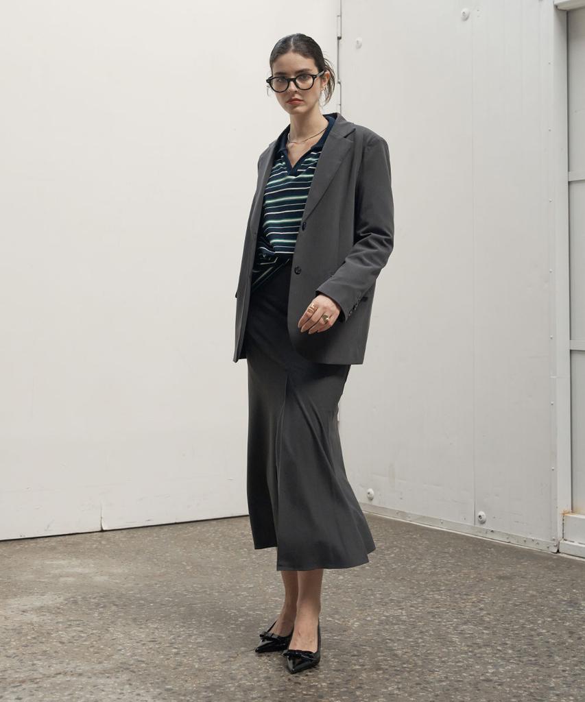 320SHOWROOM H-Line Slit Long Skirt Charcoal