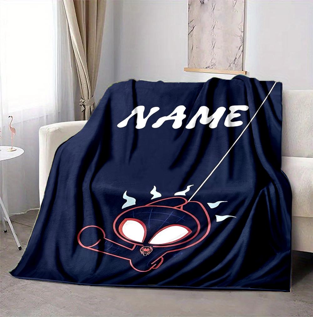 Custom Name Spider-Man Mask Flannel Blanket Throw Blanket Soft Warm Sofa Bed Decor Unique Gift