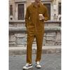 Men's Brown Corduroy Long-Sleeve Shirt & Pants 2-Piece Casual Tracksuit Set