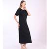 European and American fashion street photography personalized women's round neck high slit long loose T-shirt A-line dress