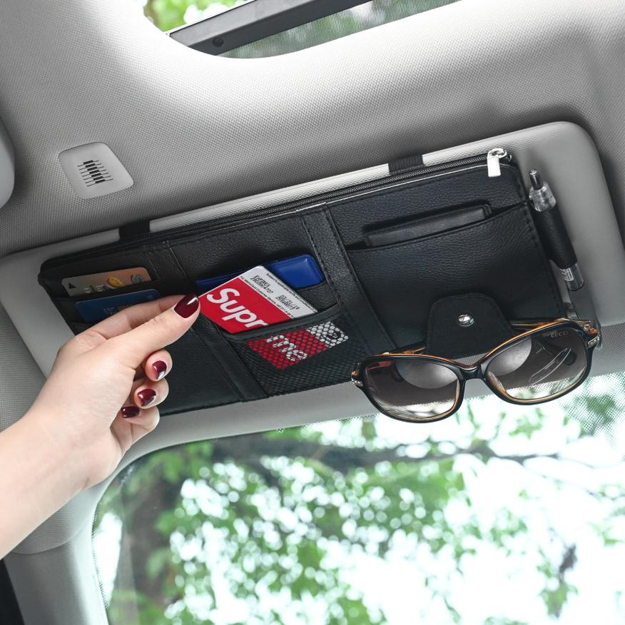 Auto Sonnenblende Schirm Stifthalter Visitenkartenhalter Organizer Aufbewahrungsbox Sonnenbrillenclip Verstauen Aufräumen Autozubehör