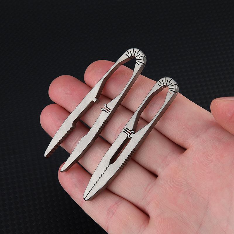 2025 NEW TC4 Titanium Steel Tweezers Multifunction With Corkscrew CNC Machining Clips Keychain Pendant Tool Outdoor EDC Gadget