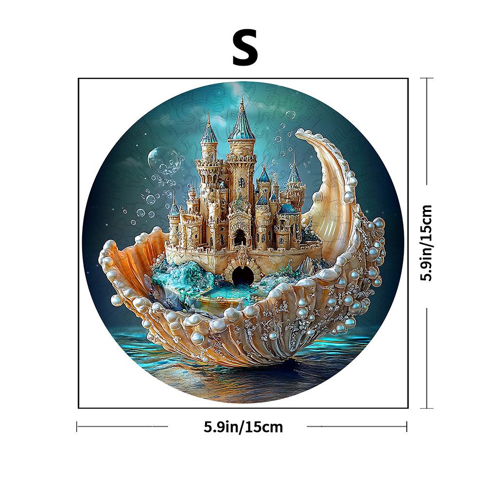 Castle On A Shell Wooden Puzzle Irregular Animal Shape Pieces Flat Wooden Puzzle