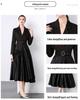 Stylish French Suit Dress with Dramatic Stitching and Midi Swing Design