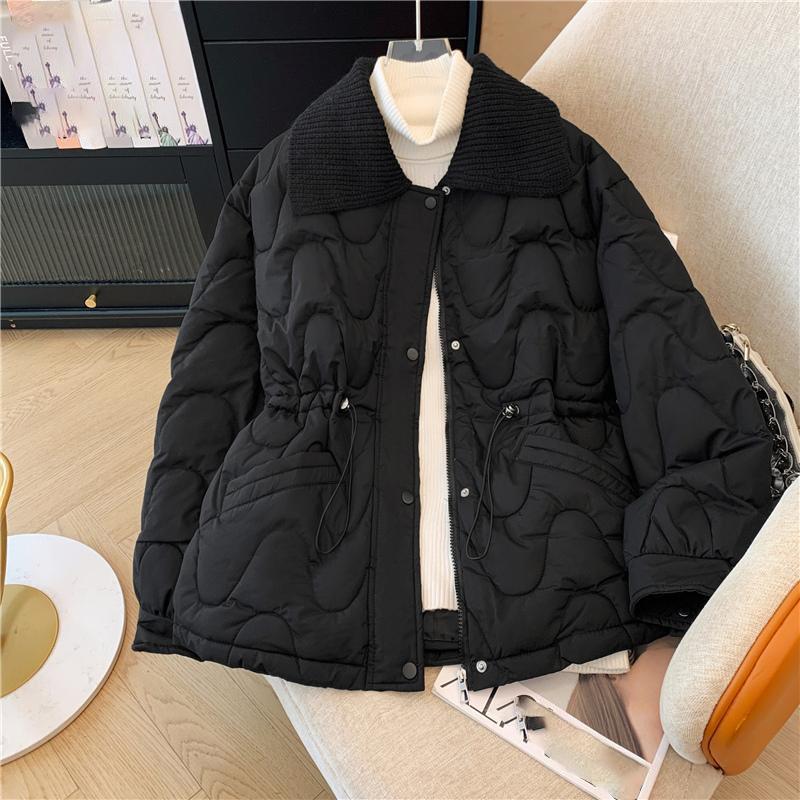 Thickened Down Cotton Padded Coach Women's Winter Fashion Stylish Versatile Petite Padded Jacket Lapel Cotton Padded Coat