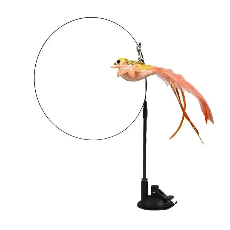 Simulation Bird Cat Toys Funny Interactive Peacock with Bell Cat Stick Toy for Kitten Playing Teaser Wand Toys Pet Cats Supplies
