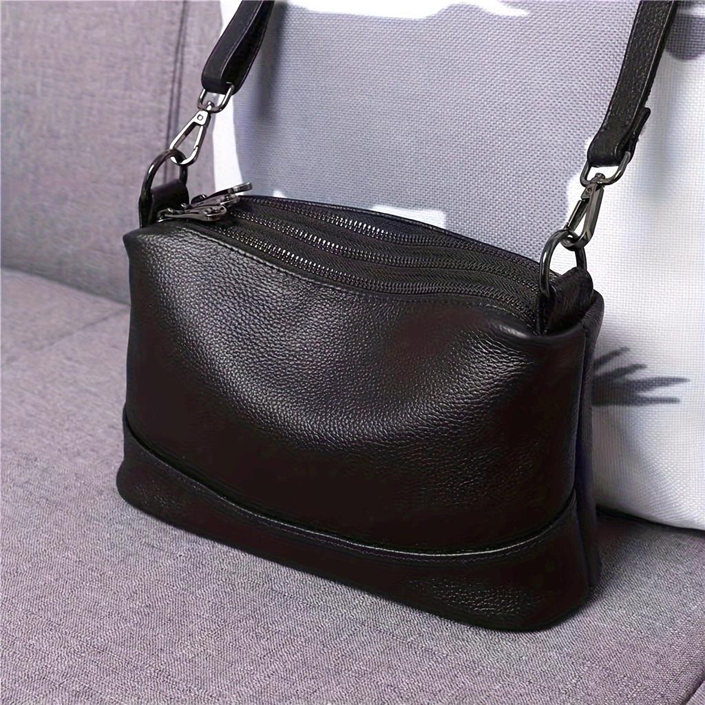 Elegant Black Messenger Bag with Removable Strap - Solid Color, Polyester Lining Crossbody Bag